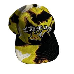 Pokemon Pikachu Attack Tie Dye Yellow Black Snapback Hat Mens